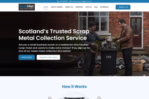 ScotMet mobile scrap metal collection website hero section in Scotland