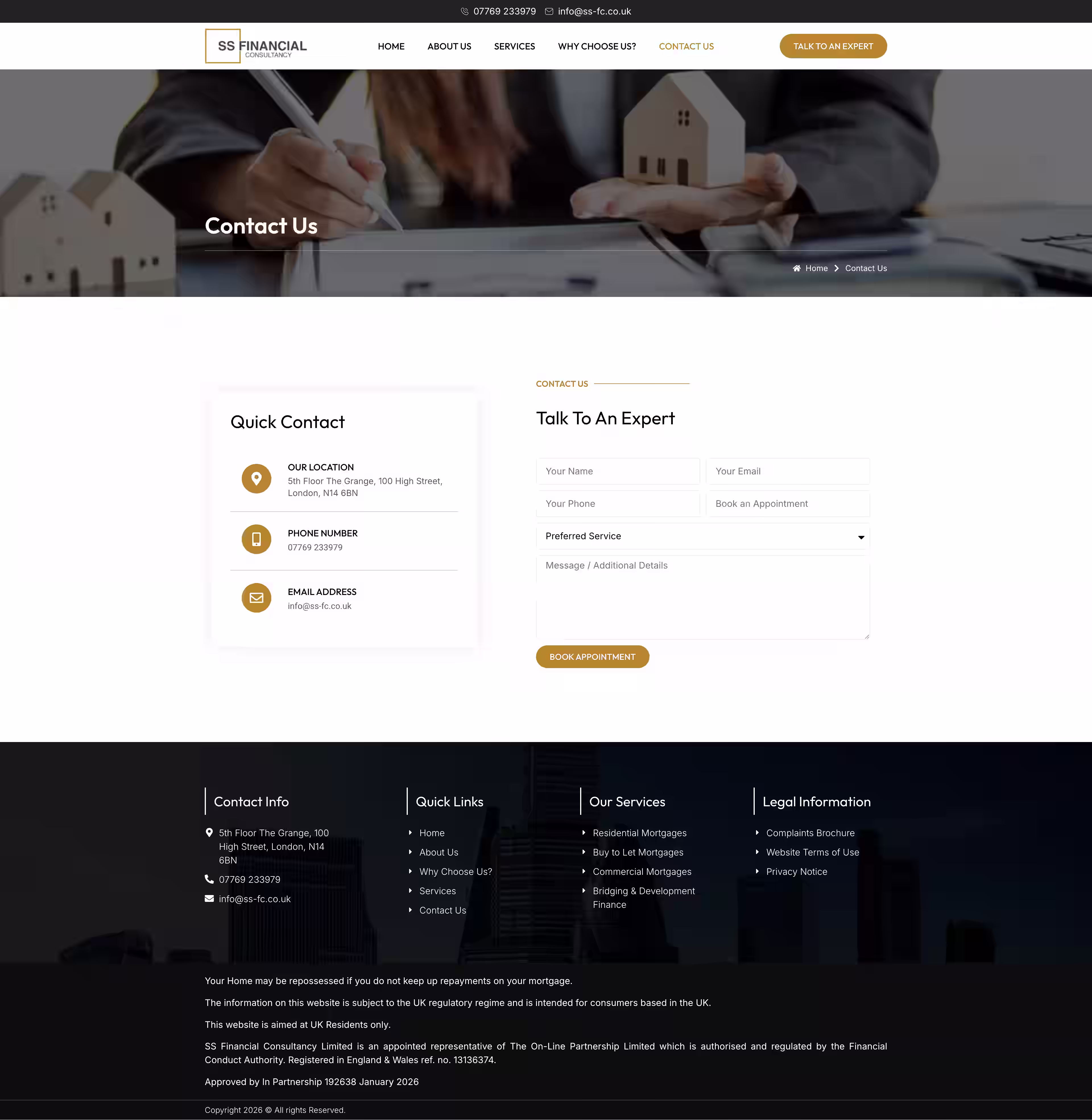 Commercial mortgage service page on SS Financial Consultancy UK broker site