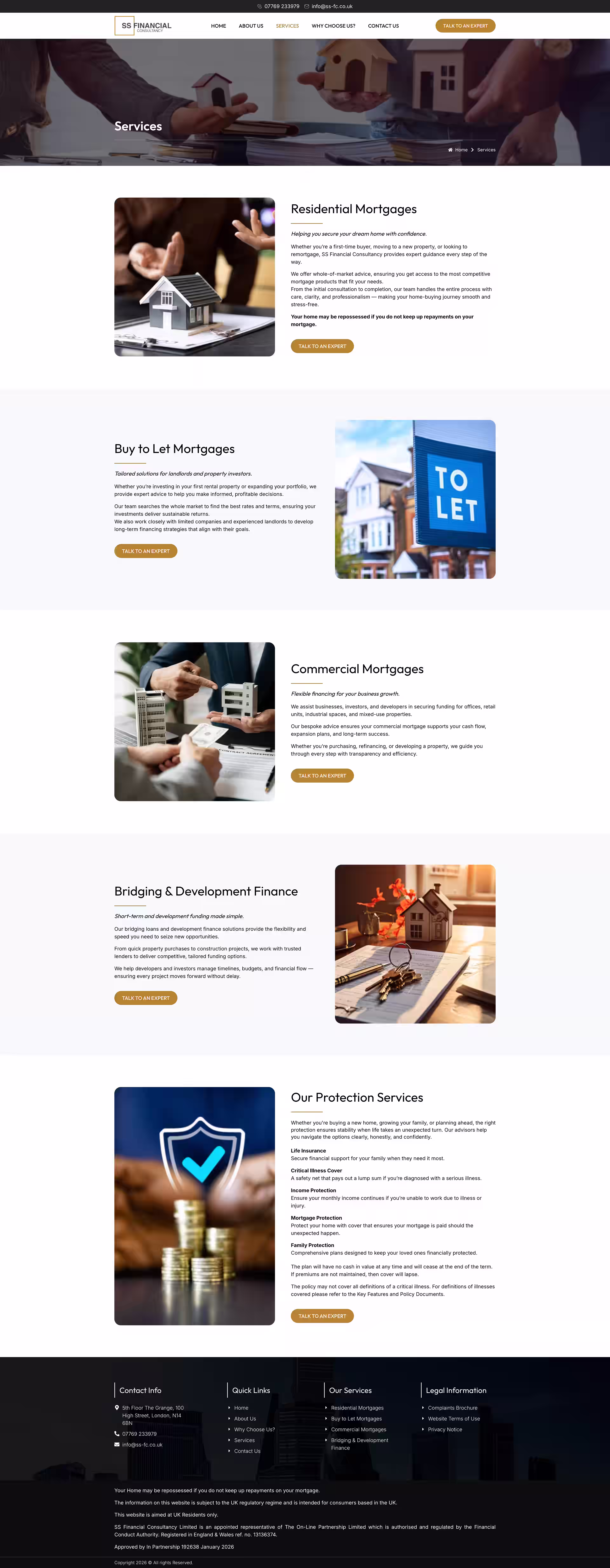 Residential mortgage service page on SS Financial Consultancy UK broker site