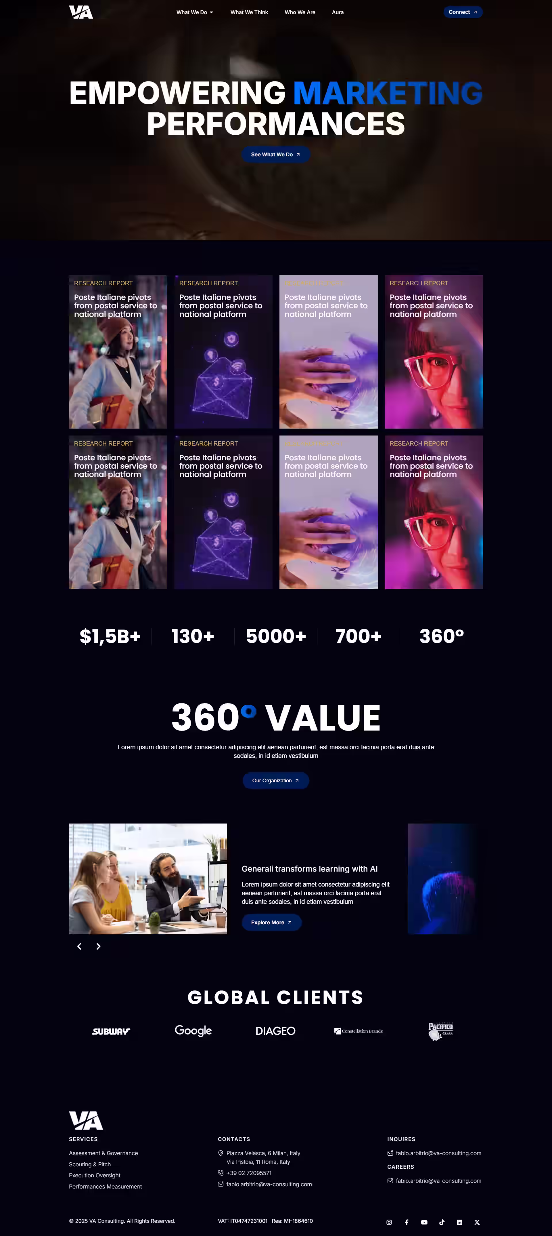 VA Consulting Milan marketing performance advisory firm homepage view