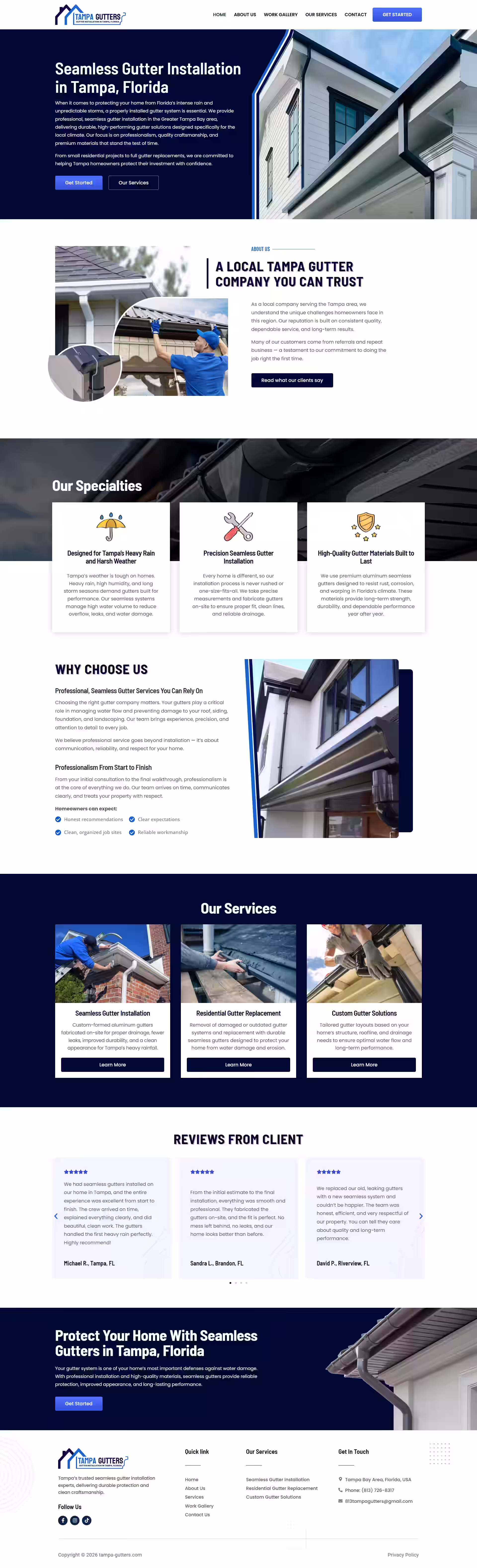 Tampa Gutters Tampa Bay seamless aluminum gutter installation homepage