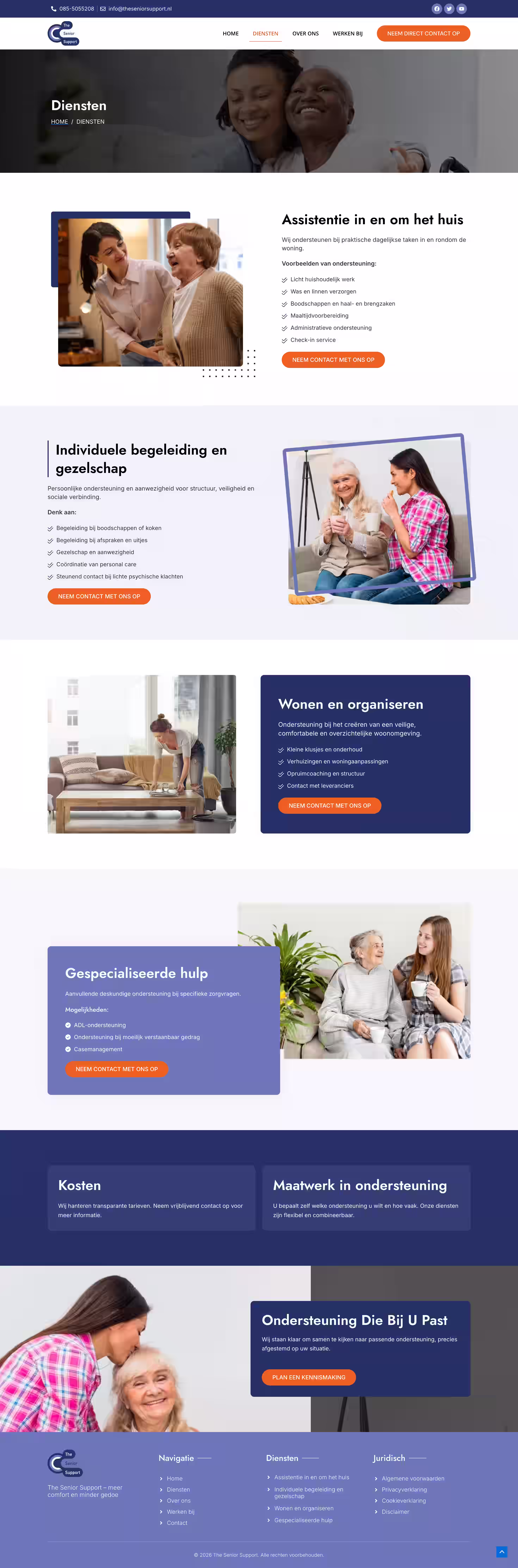 Personal support specialisation page for Dutch seniors on Senior Support website
