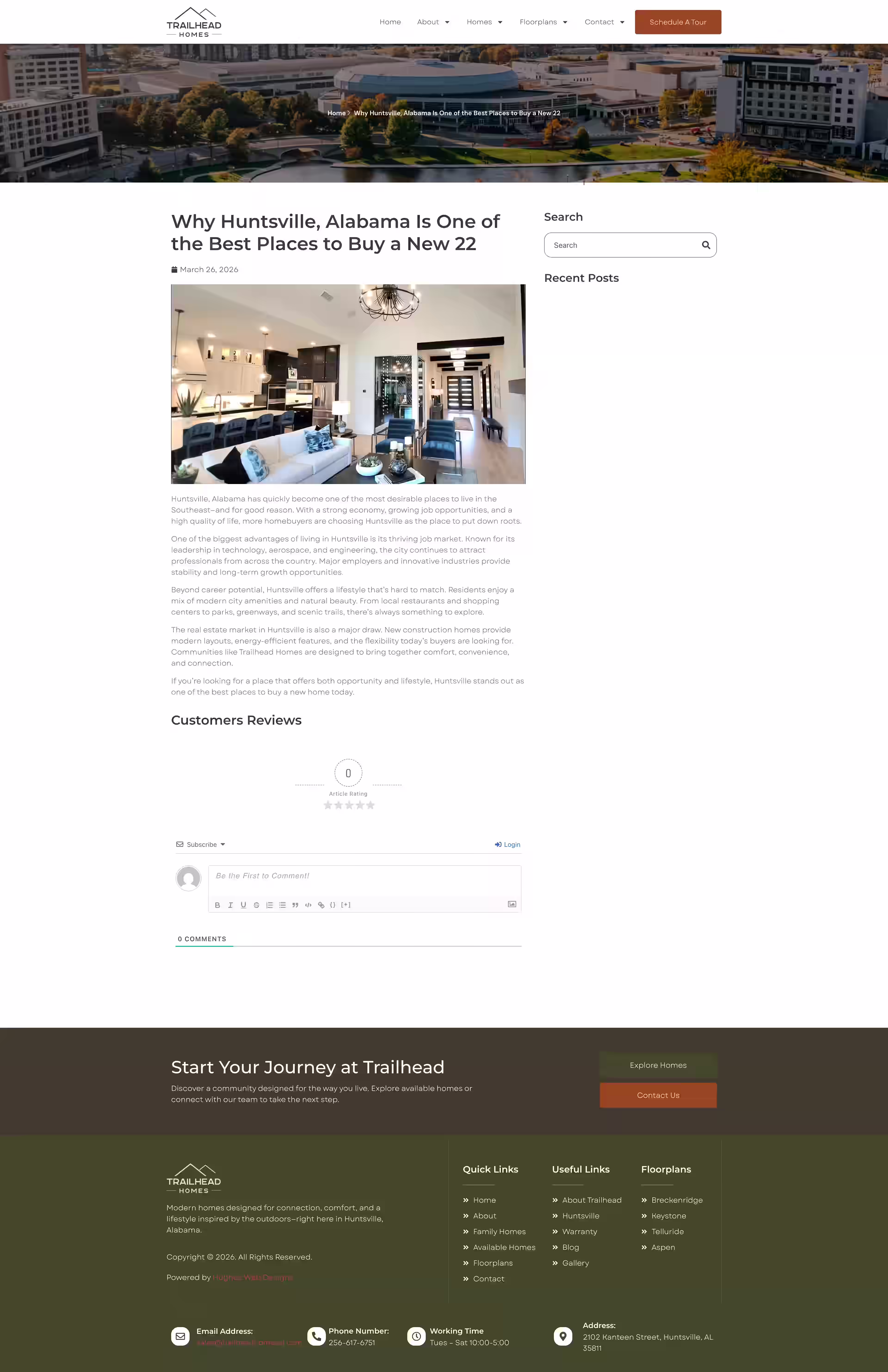 Breckenridge floor plan detail page on Trailhead Homes Huntsville WordPress