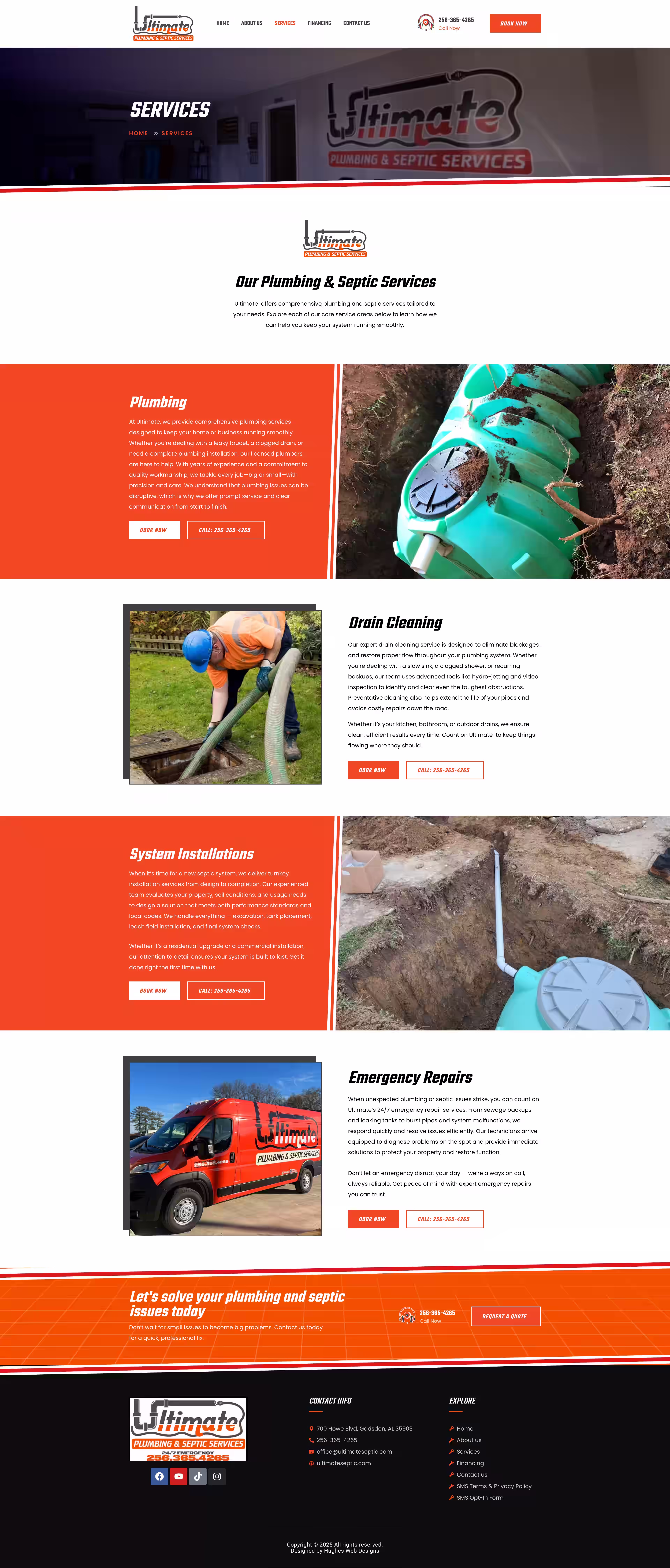 Ultimate Plumbing and Septic service overview block with septic tank pump