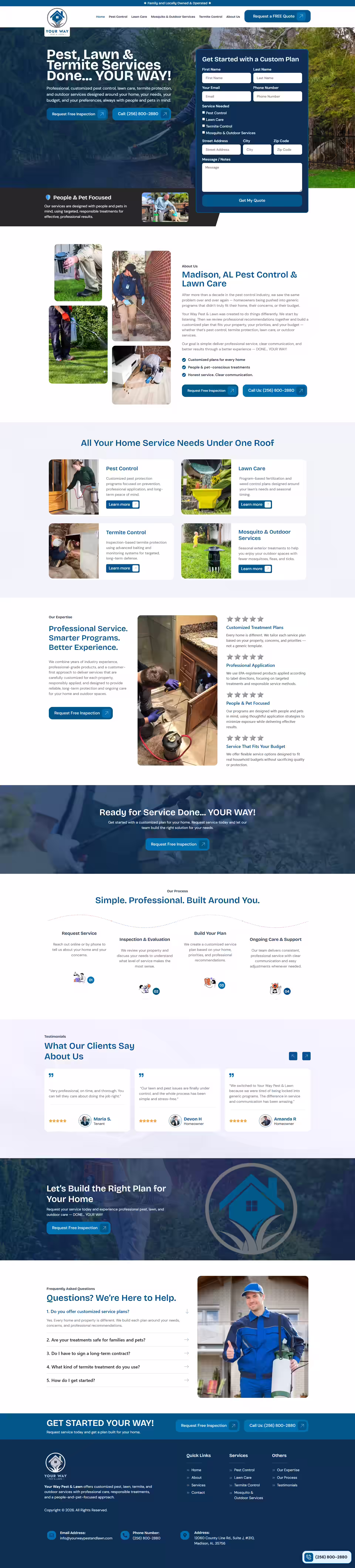 Your Way Pest and Lawn Madison Alabama family pest control homepage view