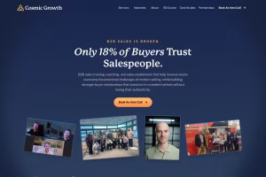 Cosmic Growth downloadable sample sales playbook and intro call booking section, Elite IT