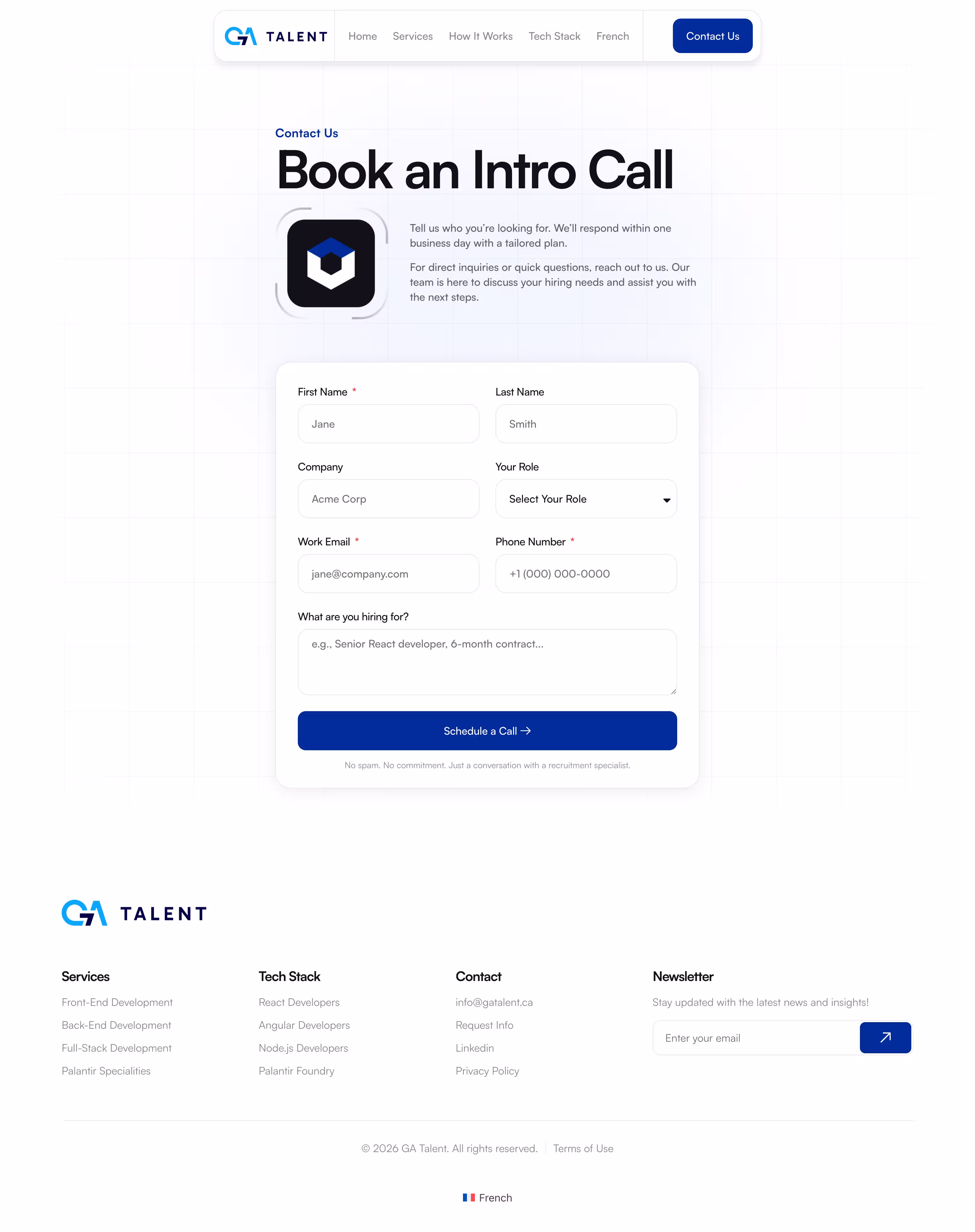 GA Talent four step hiring process from discovery call to onboarding, Elite IT