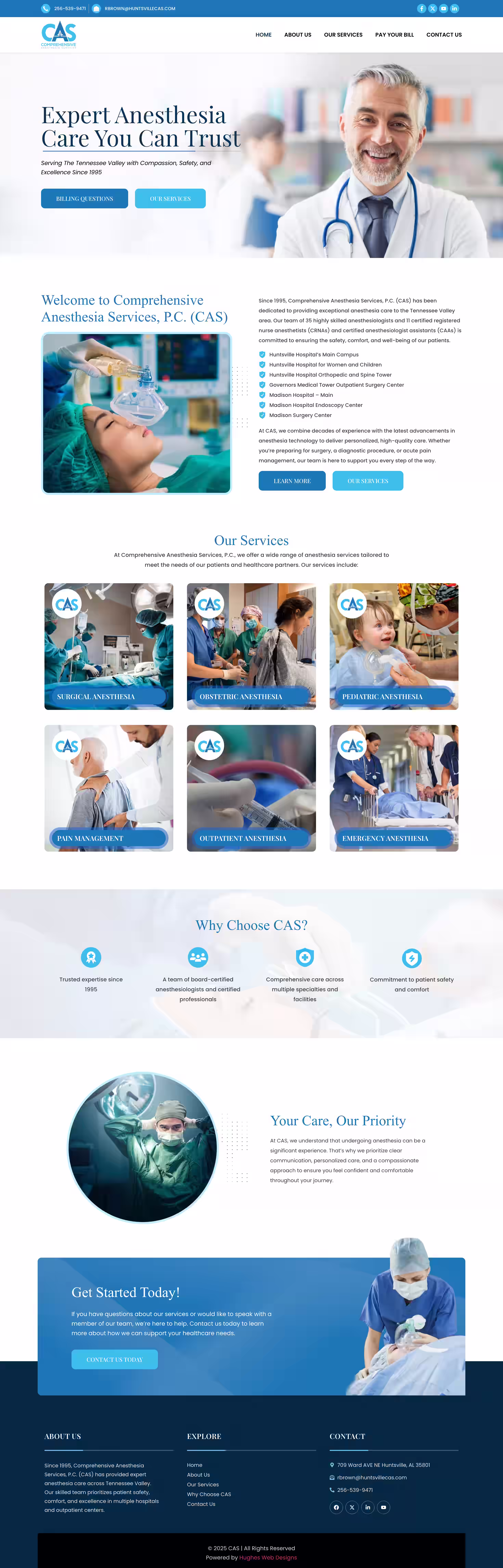 Huntsville CAS hero with Tennessee Valley anesthesia trust messaging