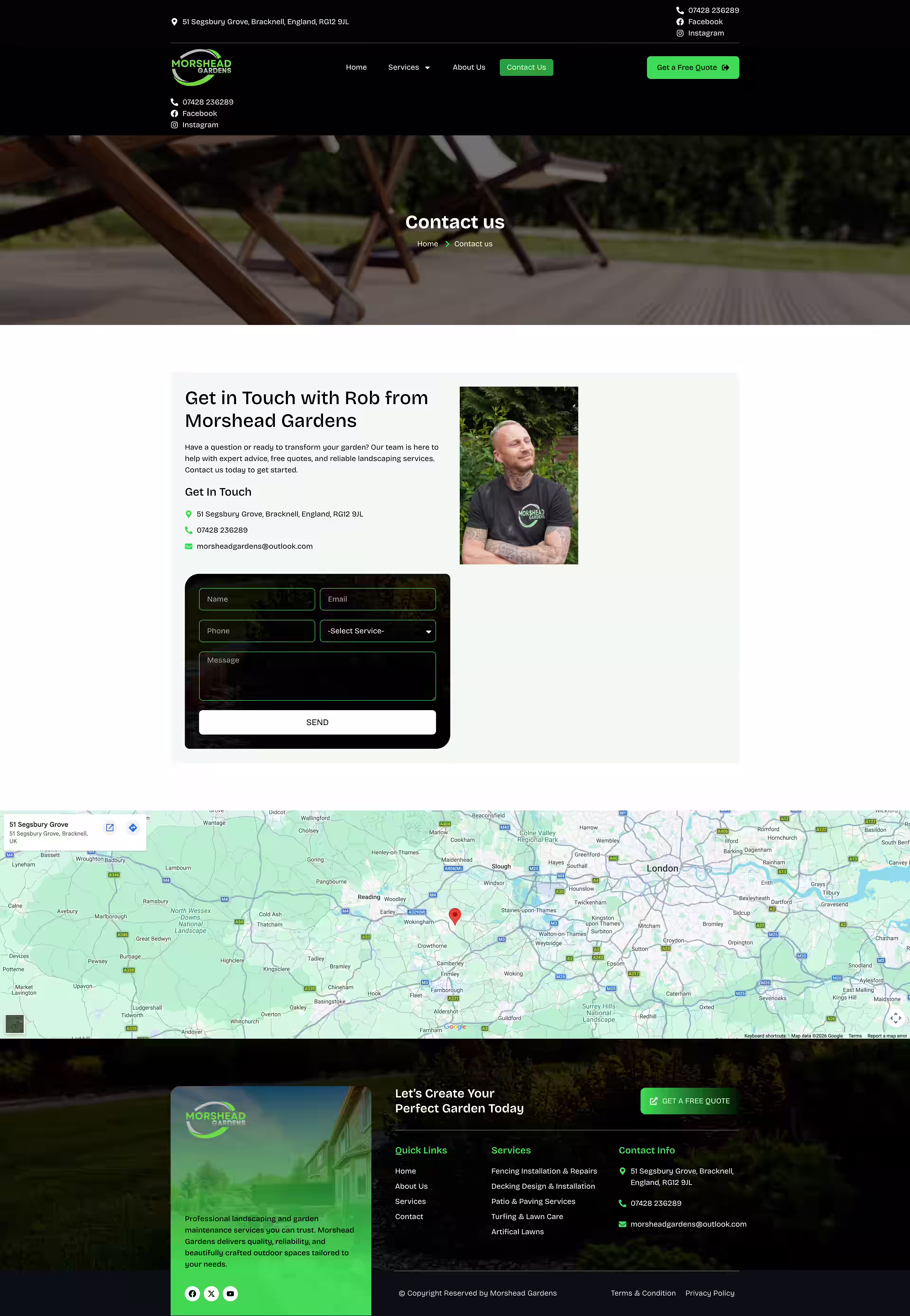 Free quote call to action section on Morshead Gardens homepage