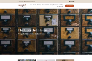 Upcycled Home Studio homepage — vintage furniture WordPress site, California