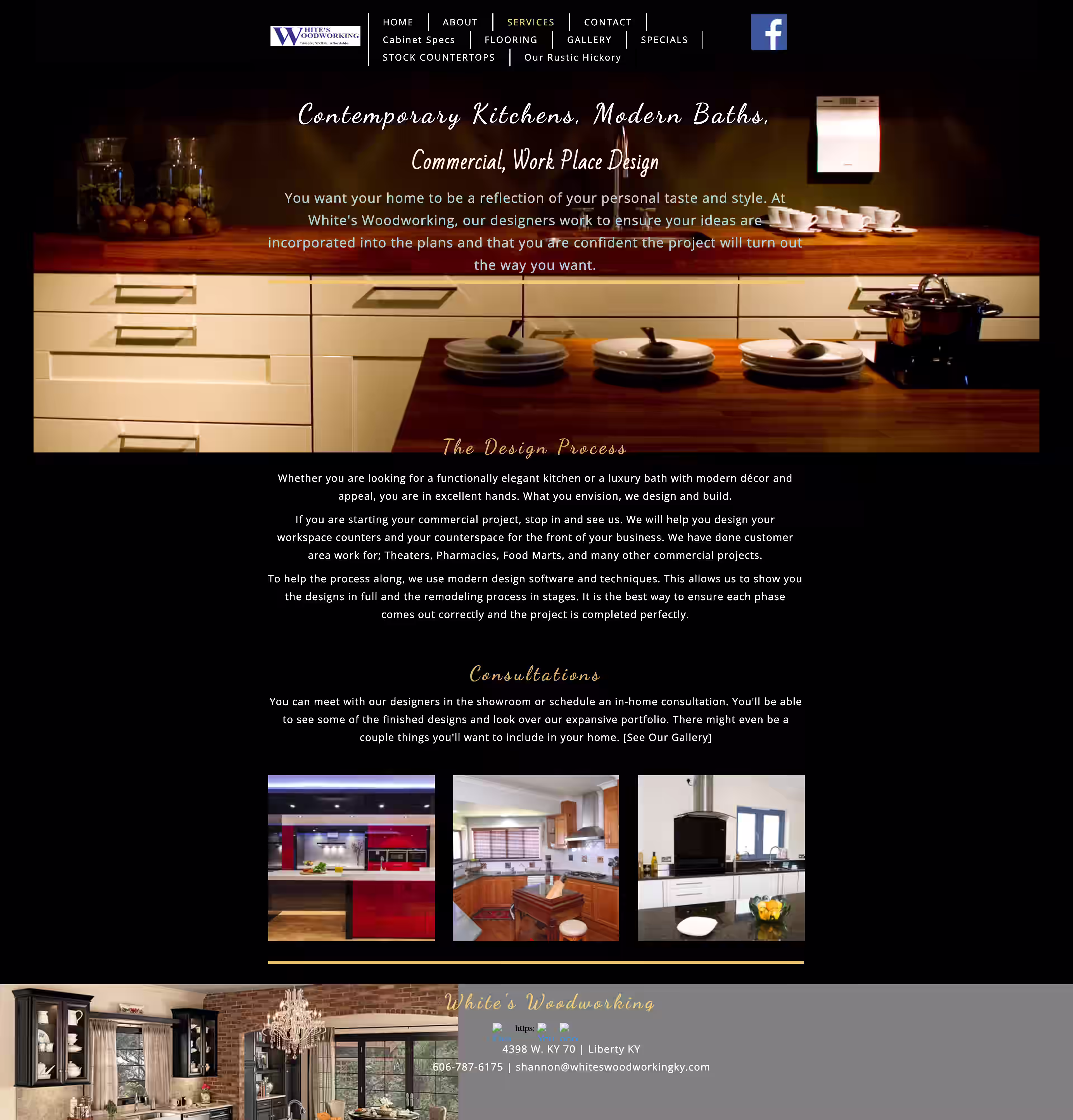 Kitchen bath and flooring services grid for White's Woodworking