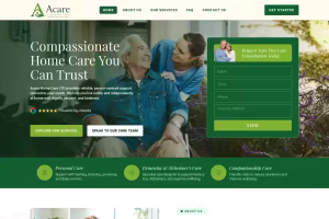 Acare home care website design homepage screenshot