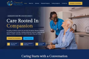 Compassionate hearts home care website homepage screenshot