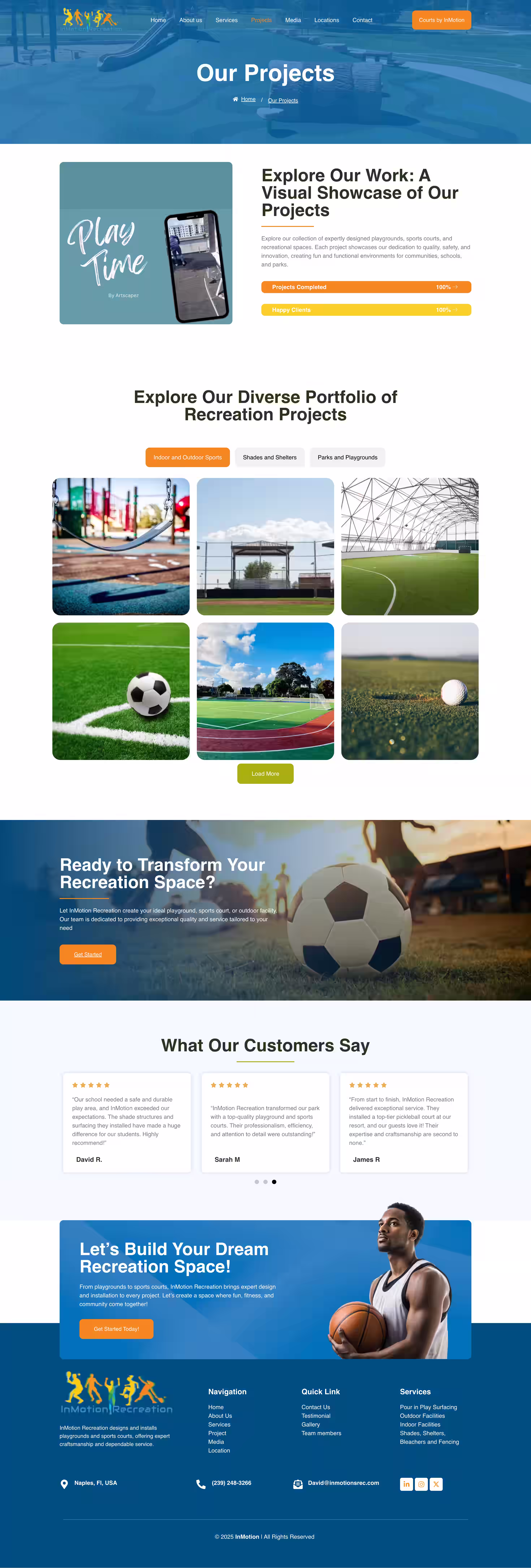 Inmotion recreation website design projects screenshot