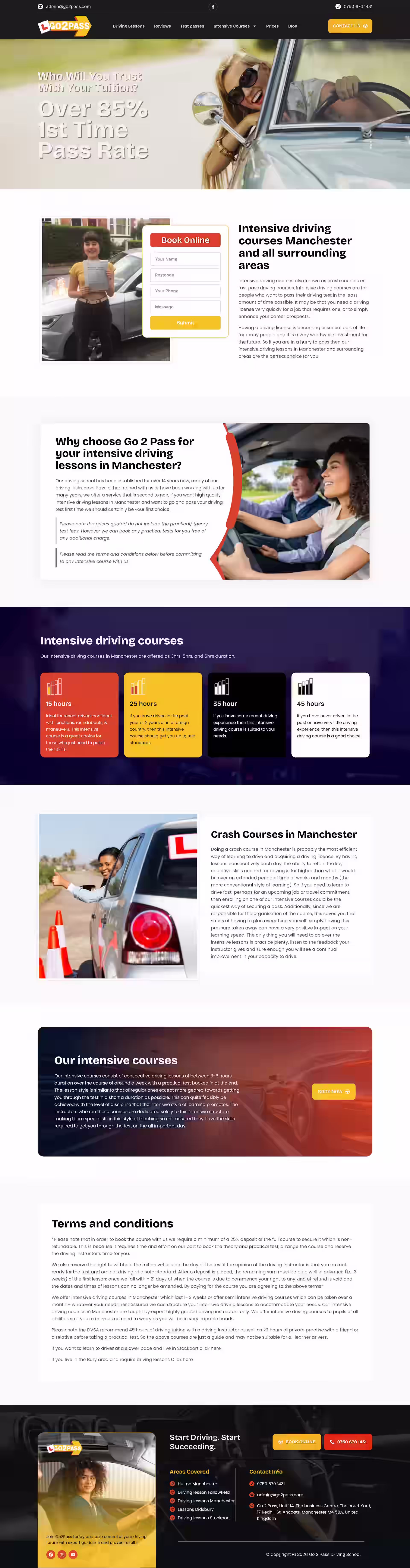 Areas covered map section on Go2Pass driving school website